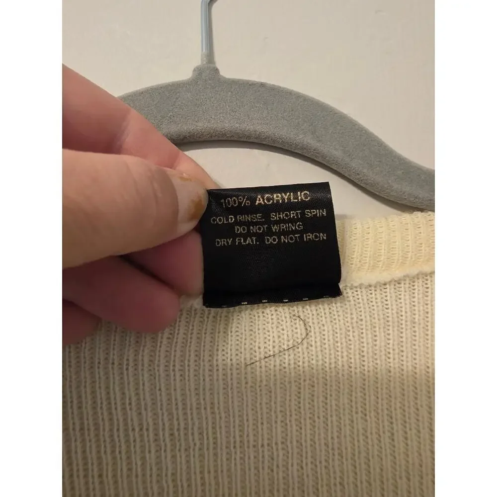 🍀 Vintage Blarney Castle Ireland Knit V-Neck Sweater | Made in Ireland | L